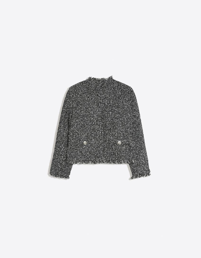 Chaqueta tejido estructura-Negro