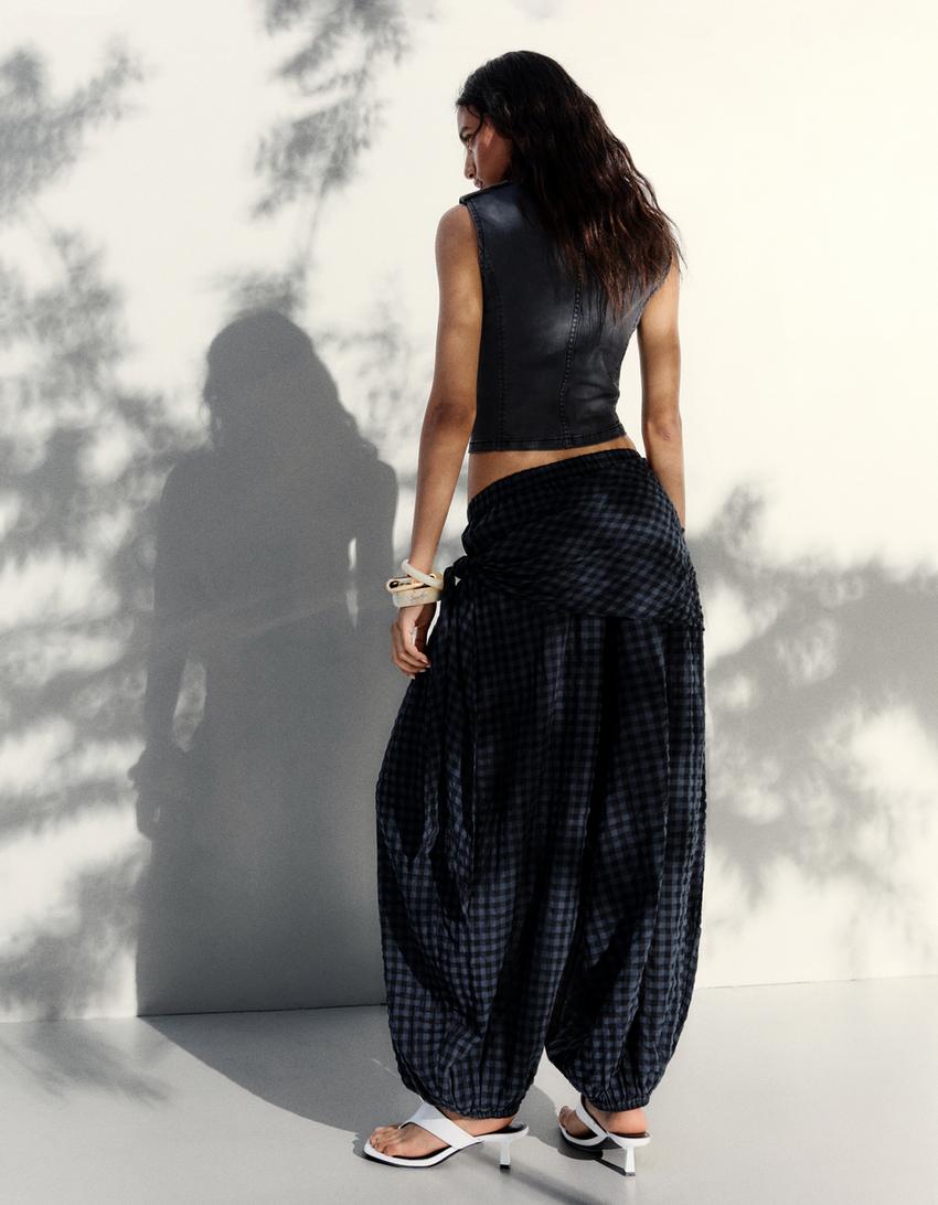 Pantalon bouffant avec foulard-Marine