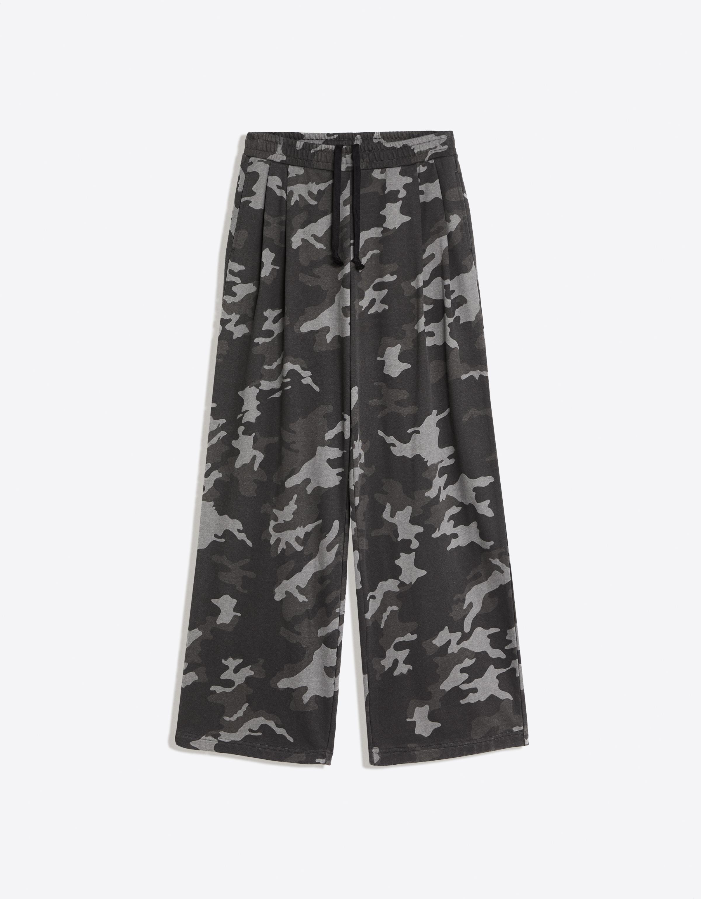 Printed plush trousers — Dark grey