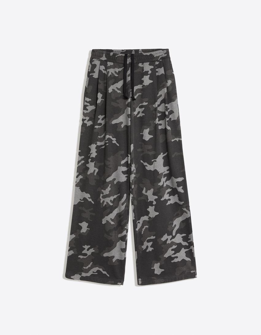 Pantaloni in felpa stampati-Grigio scuro