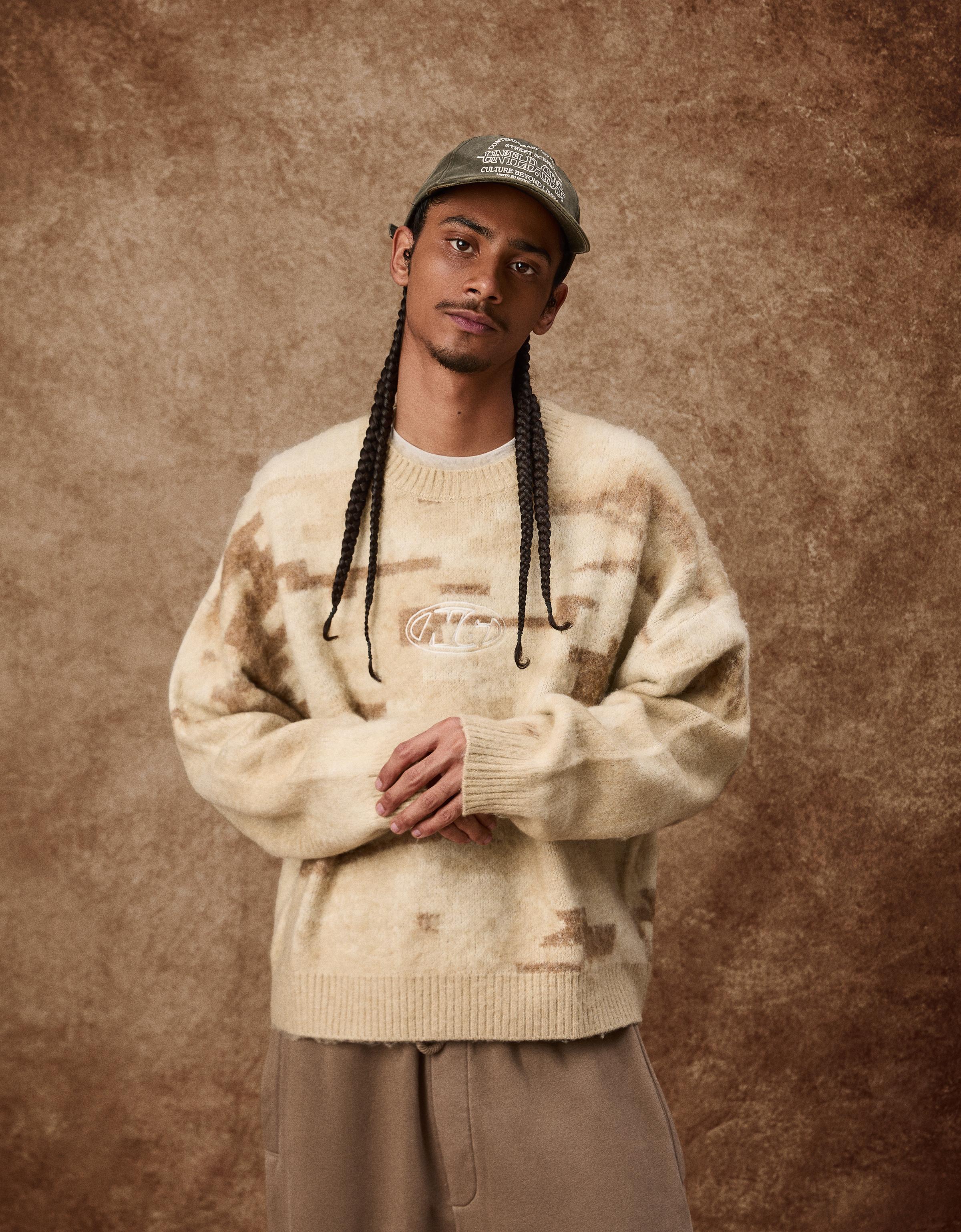 Bershka Jersey Mit Print Herren Xs Sandfarbe