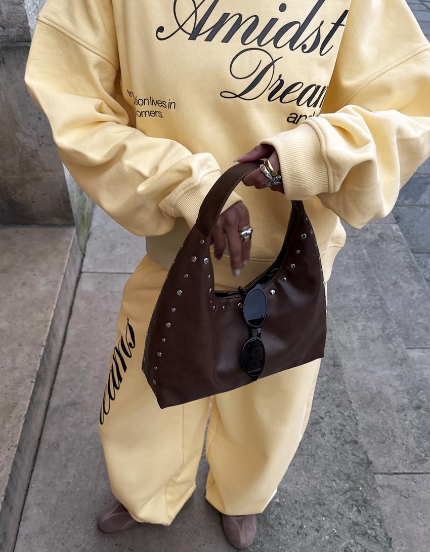 Sac seau clouté-Marron