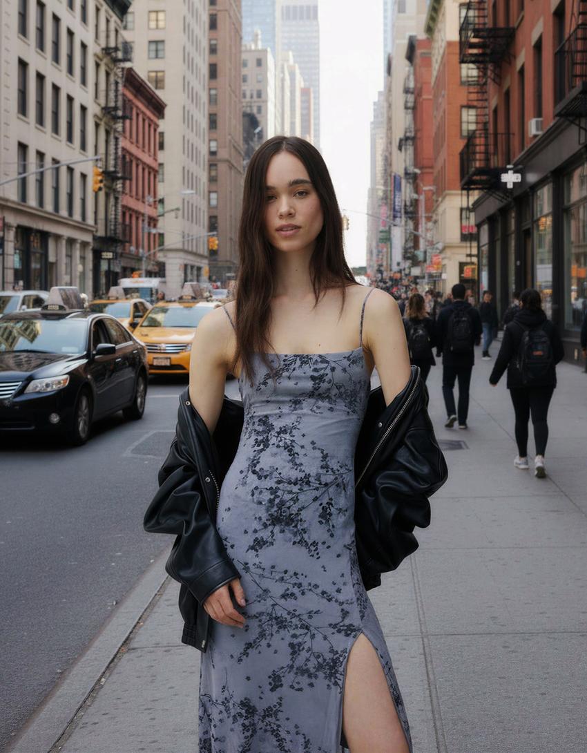 Tulle strappy midi dress-Grey