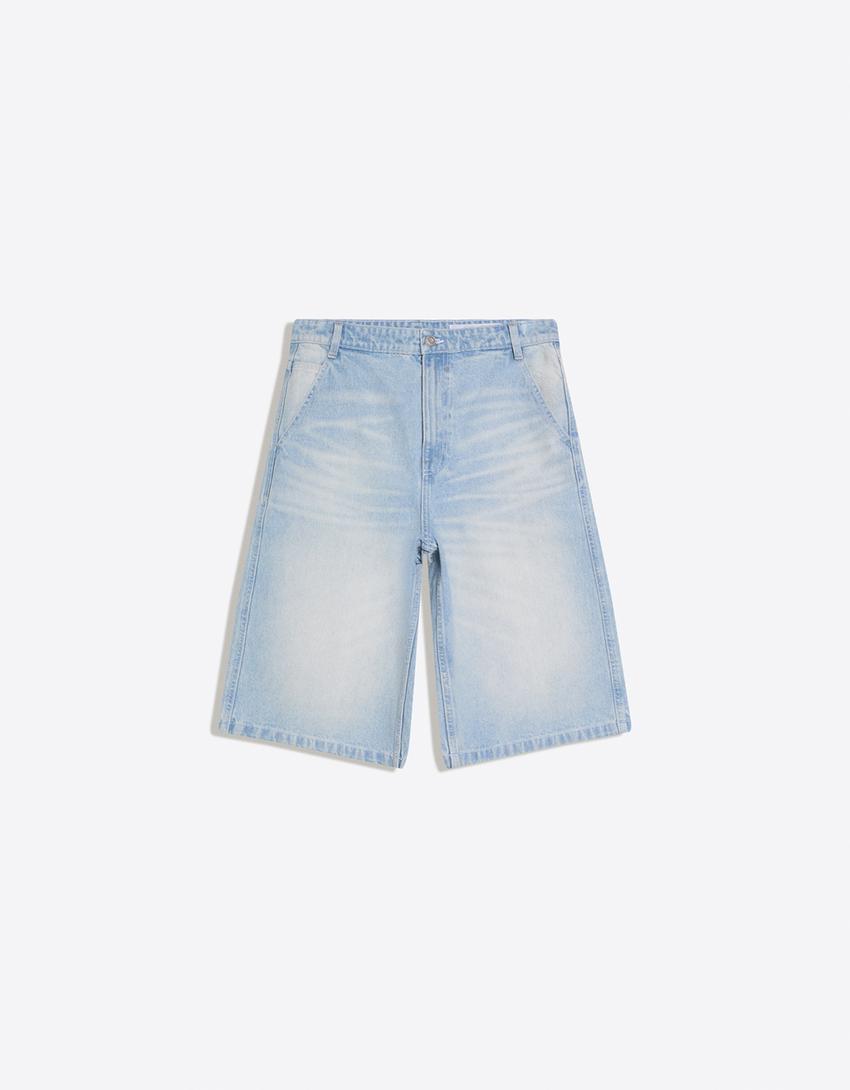 Denim skater bermuda-Lichtblauw