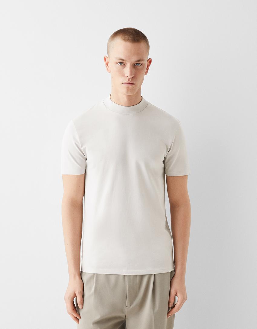 T-shirt manches courtes col montant-Pierre-0