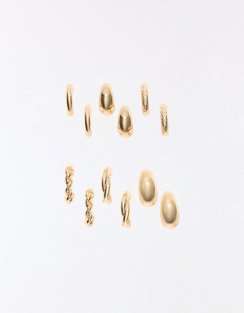Pack of assorted hoop earrings-Gold