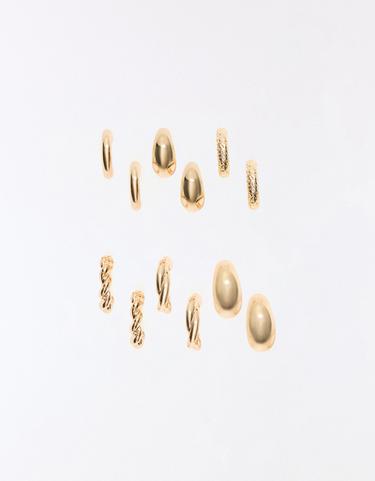 Pack of assorted hoop earrings — Gold 3