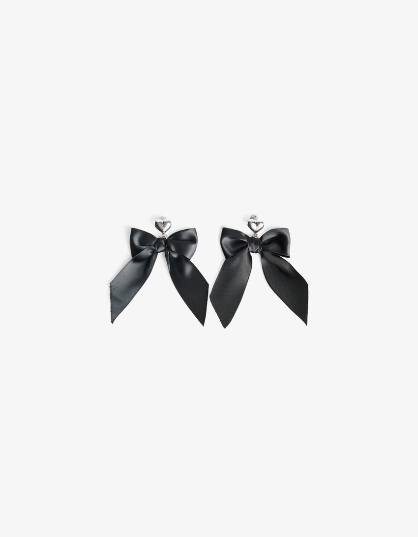 Bow earrings-Black