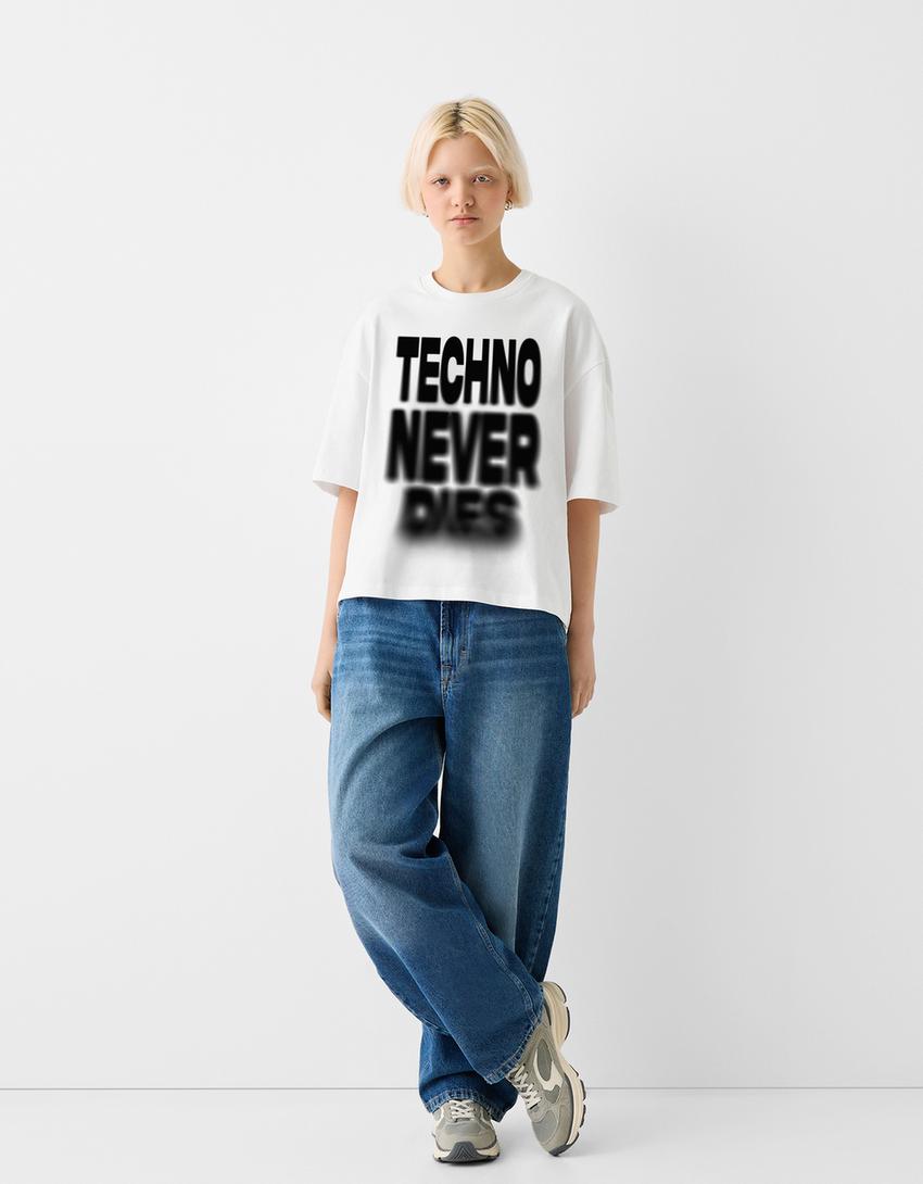 T-shirt manga curta cropped boxy fit-Branco-4