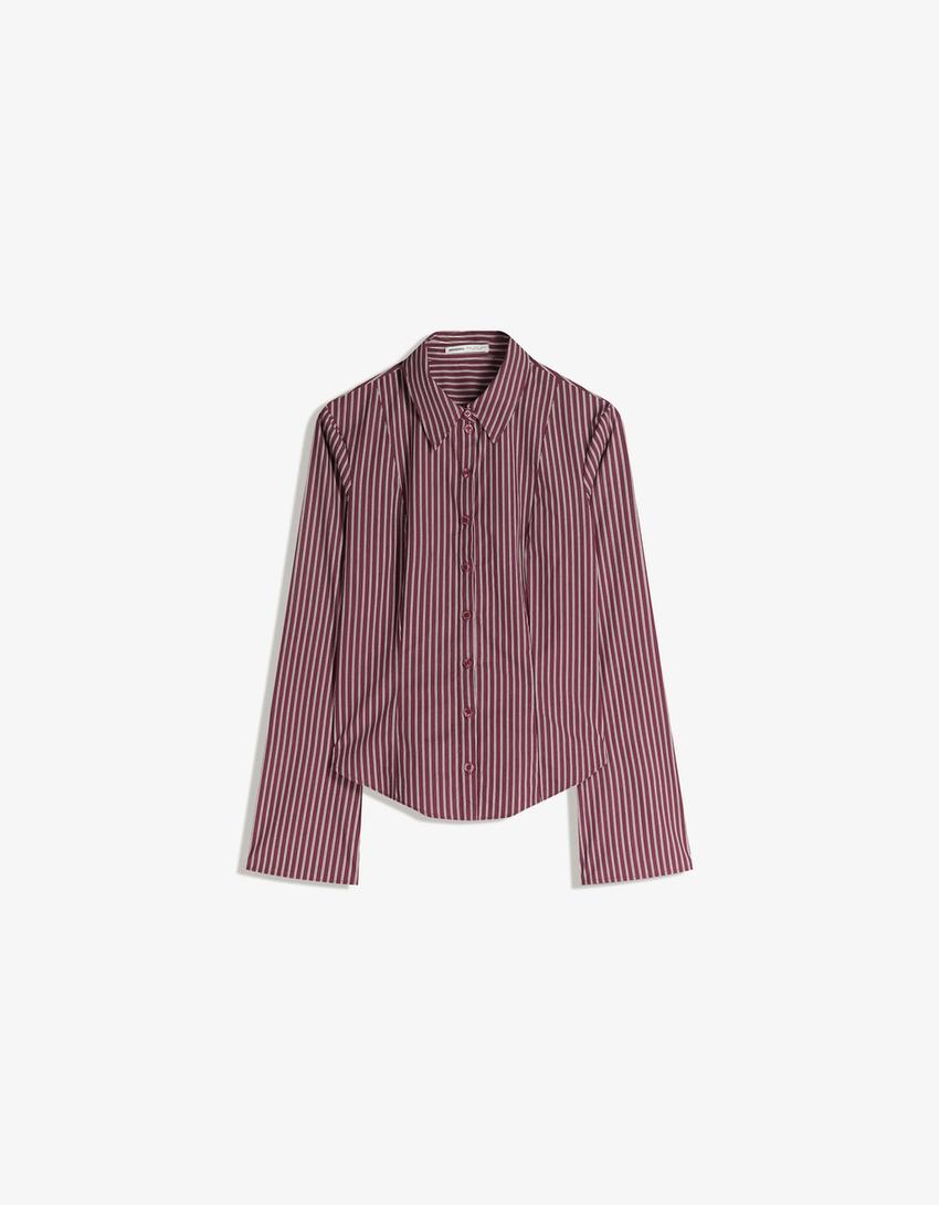 Camisa màniga de campana entallada-Granat