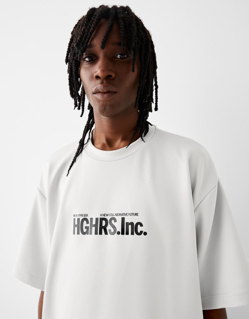 T-shirt boxy manches courtes imprimé-Pierre-2