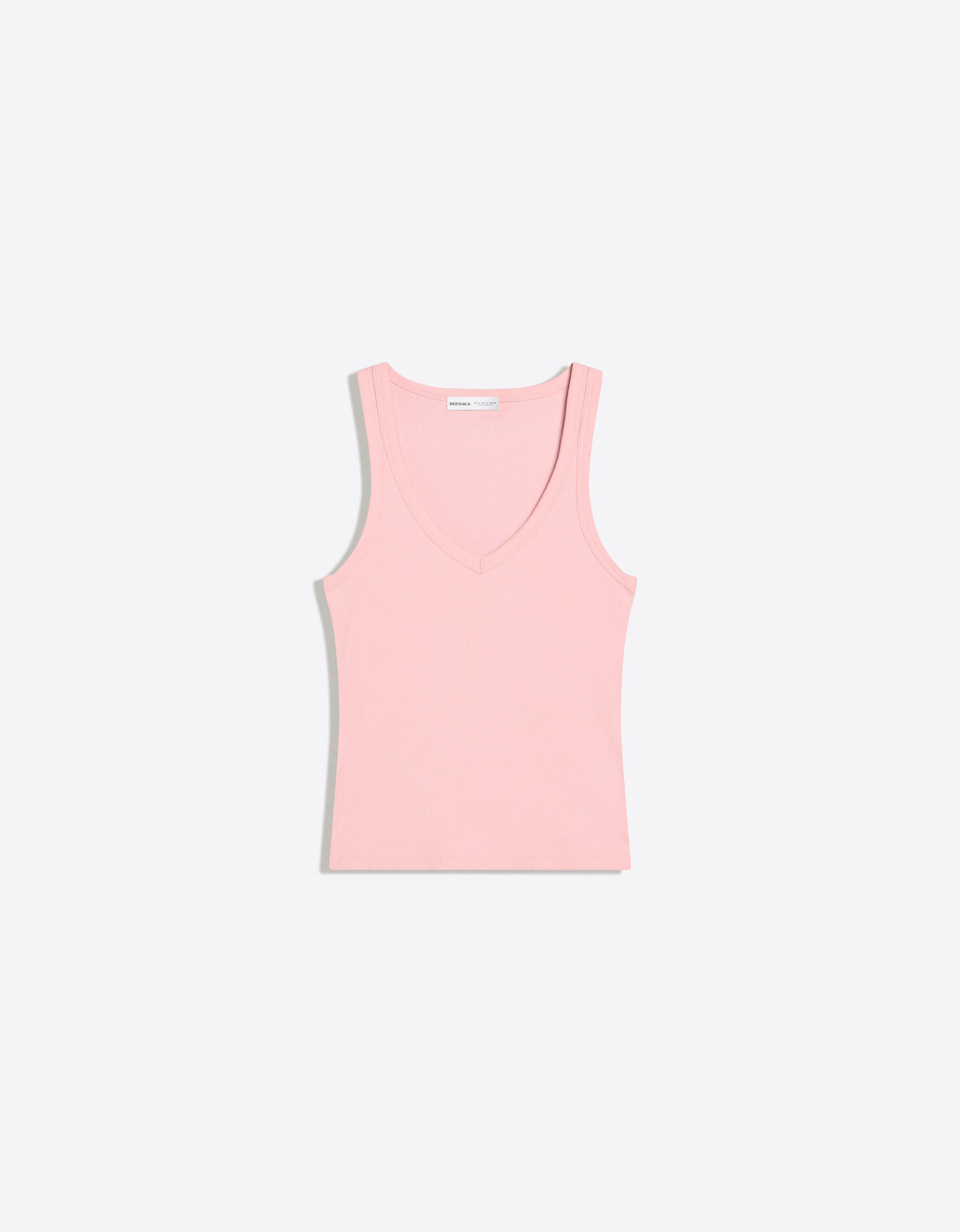 V-neck strappy vest top — Pink