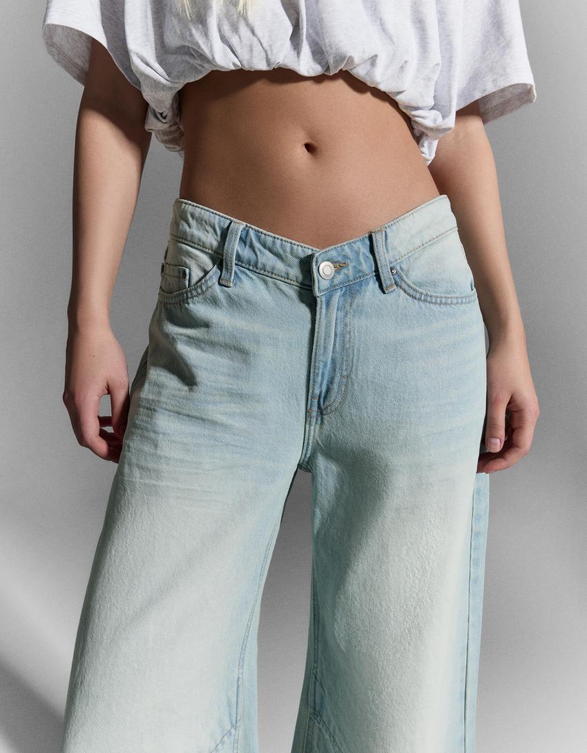Loose-fit jeans med lavt liv-Lyseblå