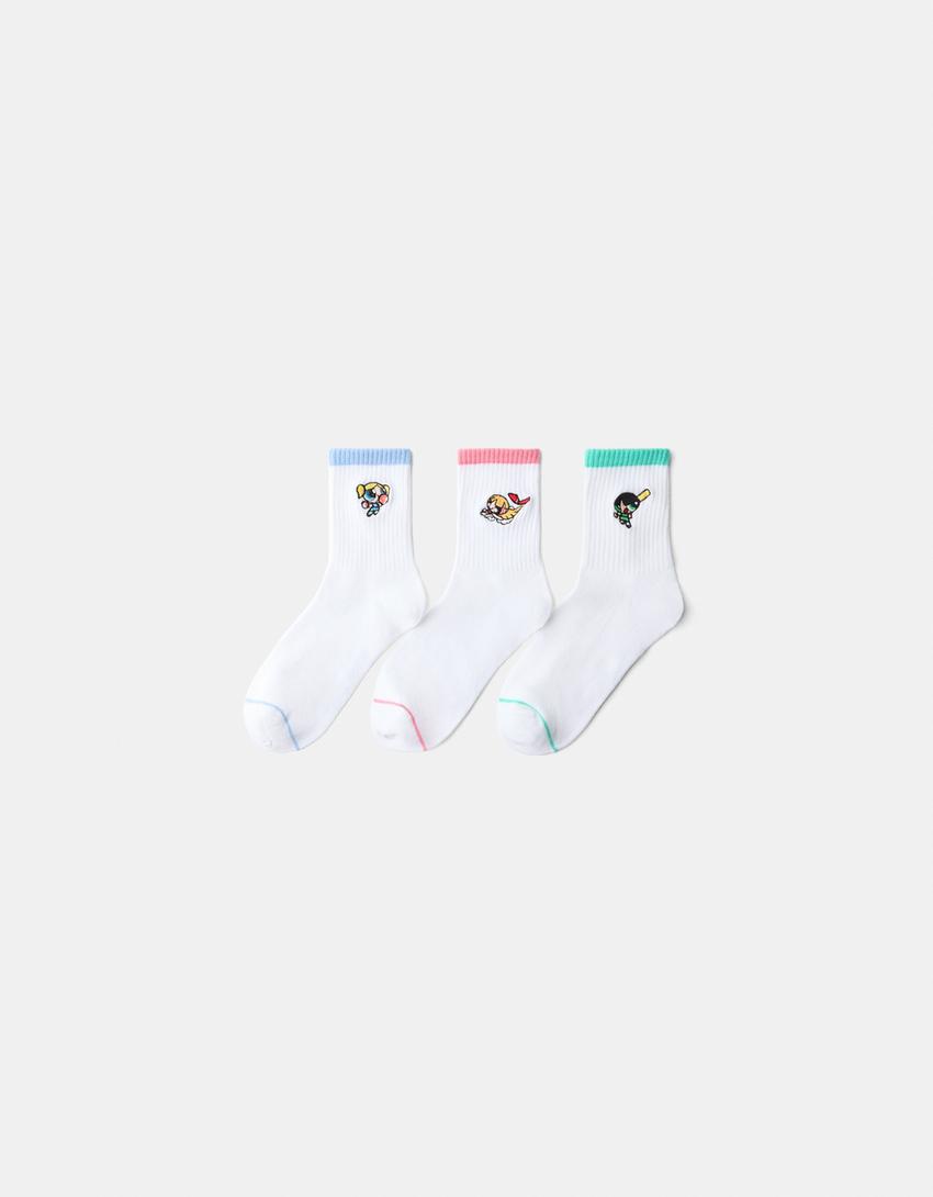 3-pack of Powerpuff Girls socks-White-0