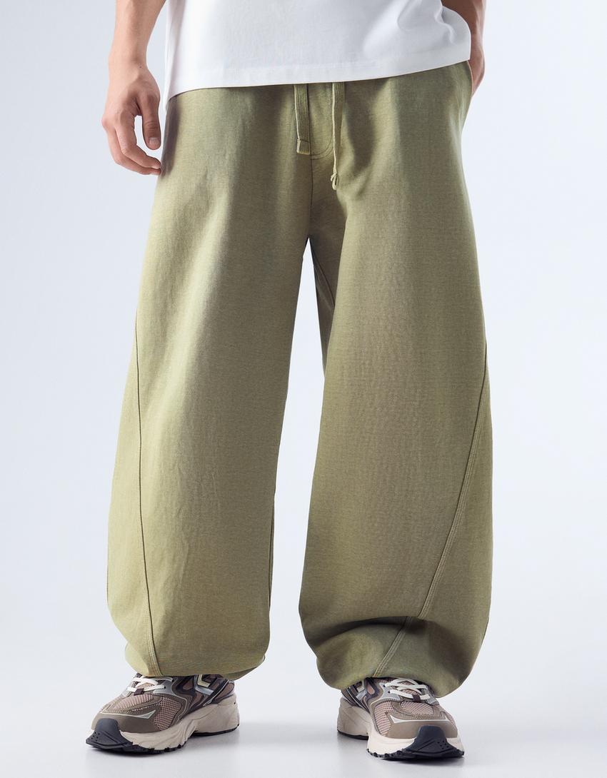 Pantalon balloon fit interlock-Kaki