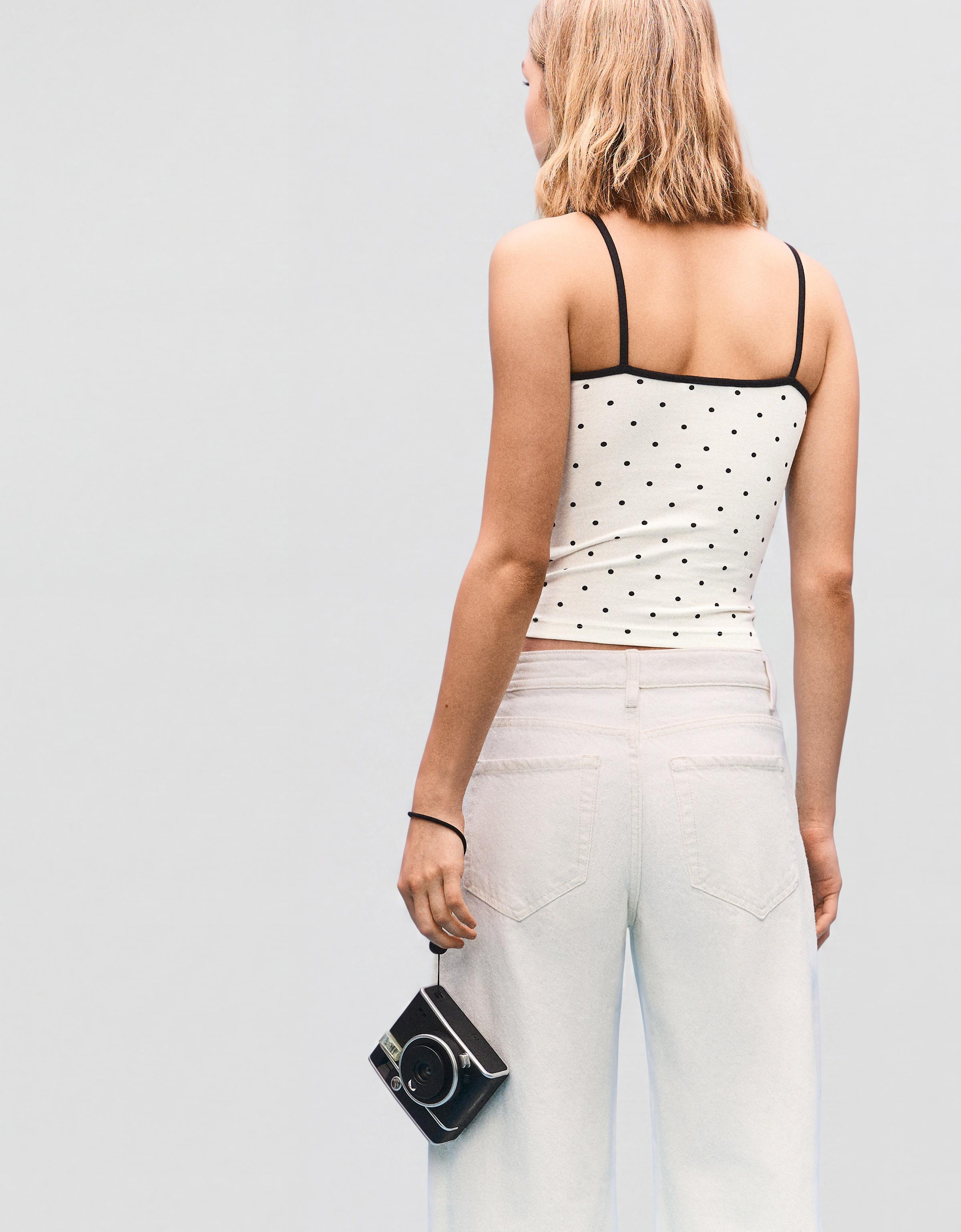 Contrast strappy top — White / Black