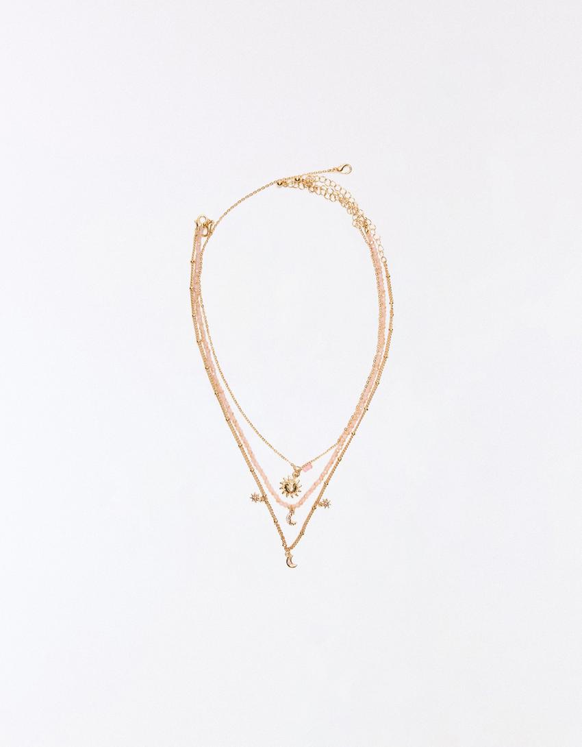 Pack 3 collares abalorios-Oro