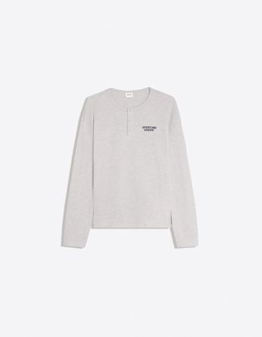Printed long sleeve henley — Grey 5