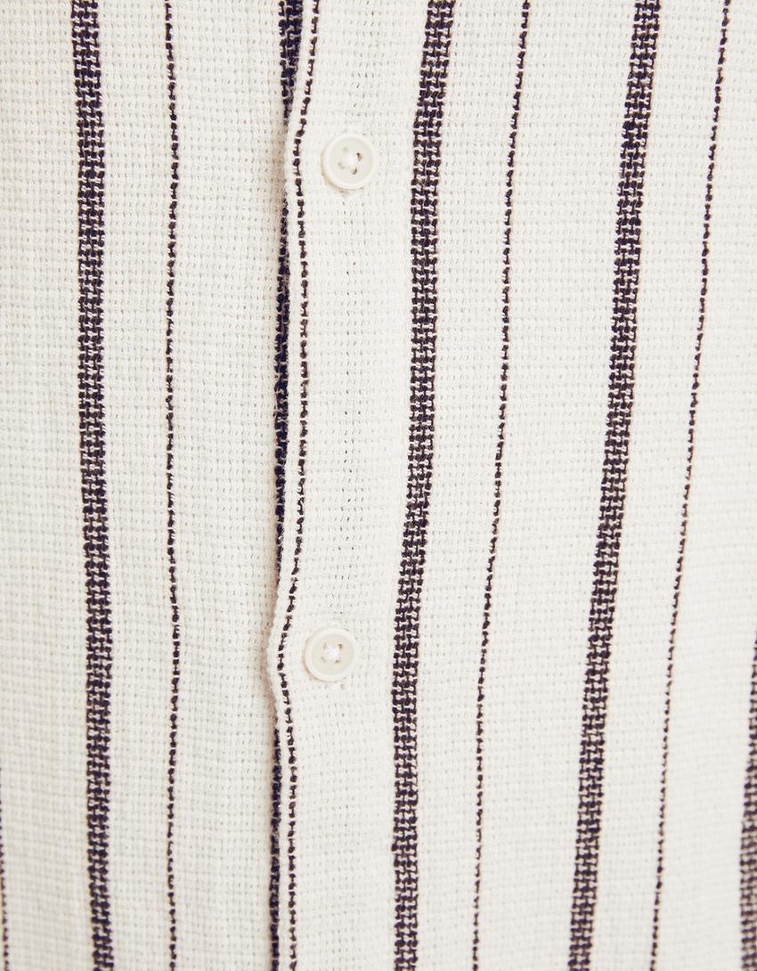 Ensemble chemise et bermuda rustique rayures-Écru-7