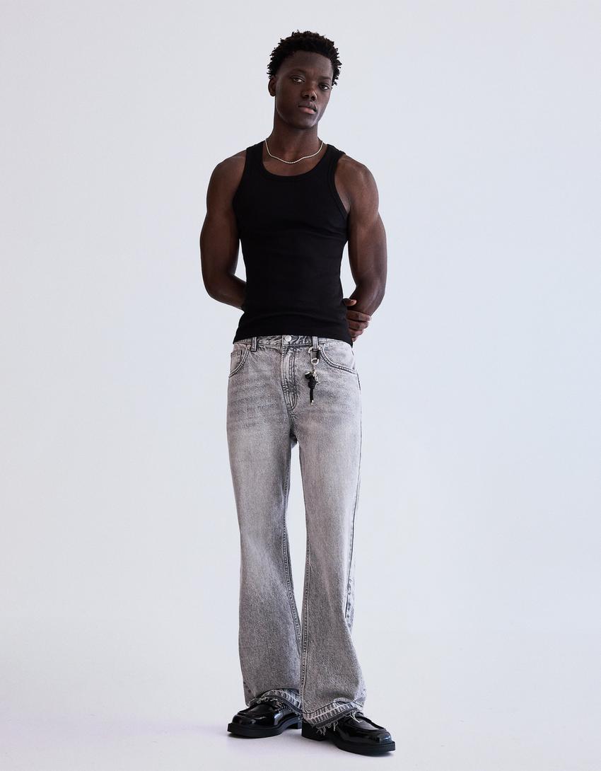 Straight-fit flared jeans-Grey-2