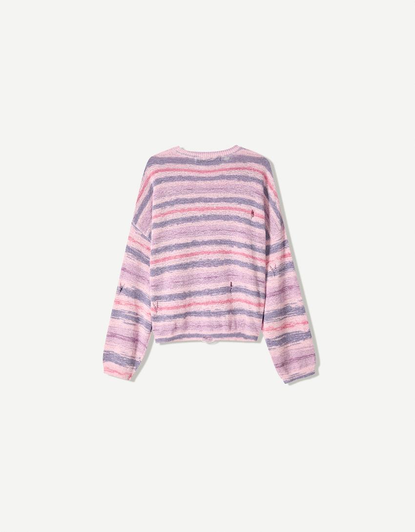 Pull déchiré-Violet-1