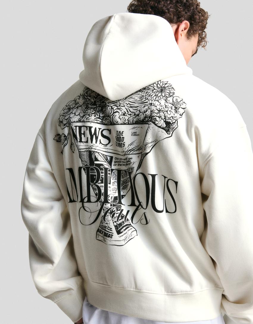 Sweat capuche imprimé Homme Bershka