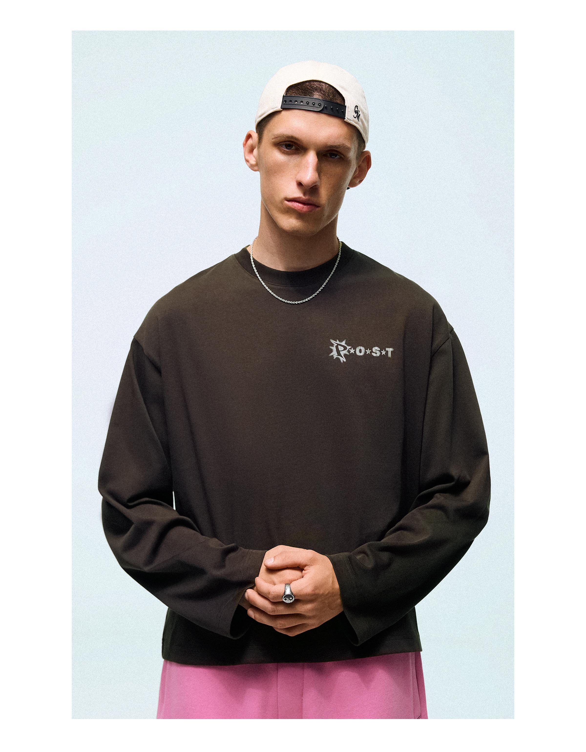 Long sleeve print T-shirt — Grey
