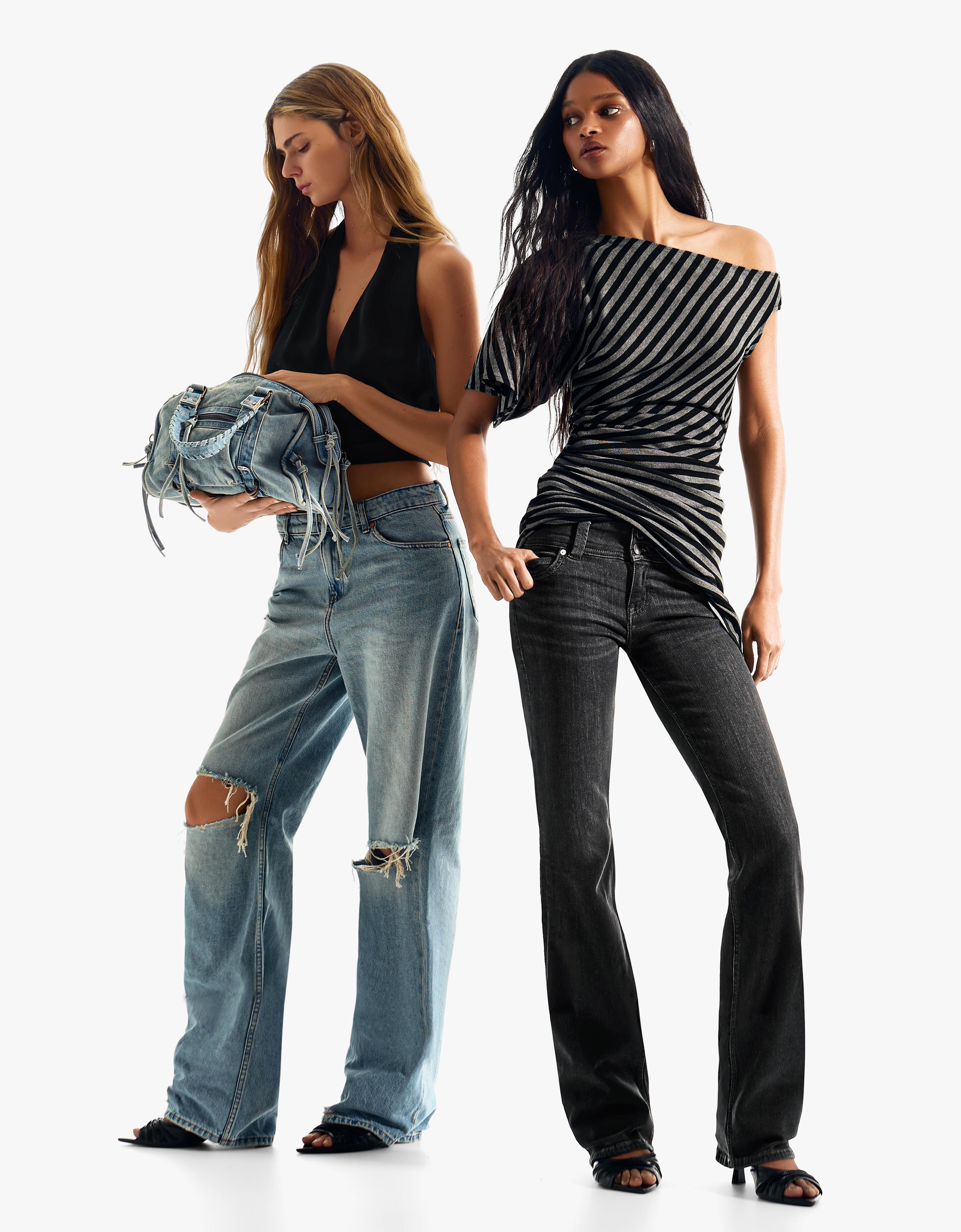 Düşük bel kapaklı bootcut jean - Görsel 187