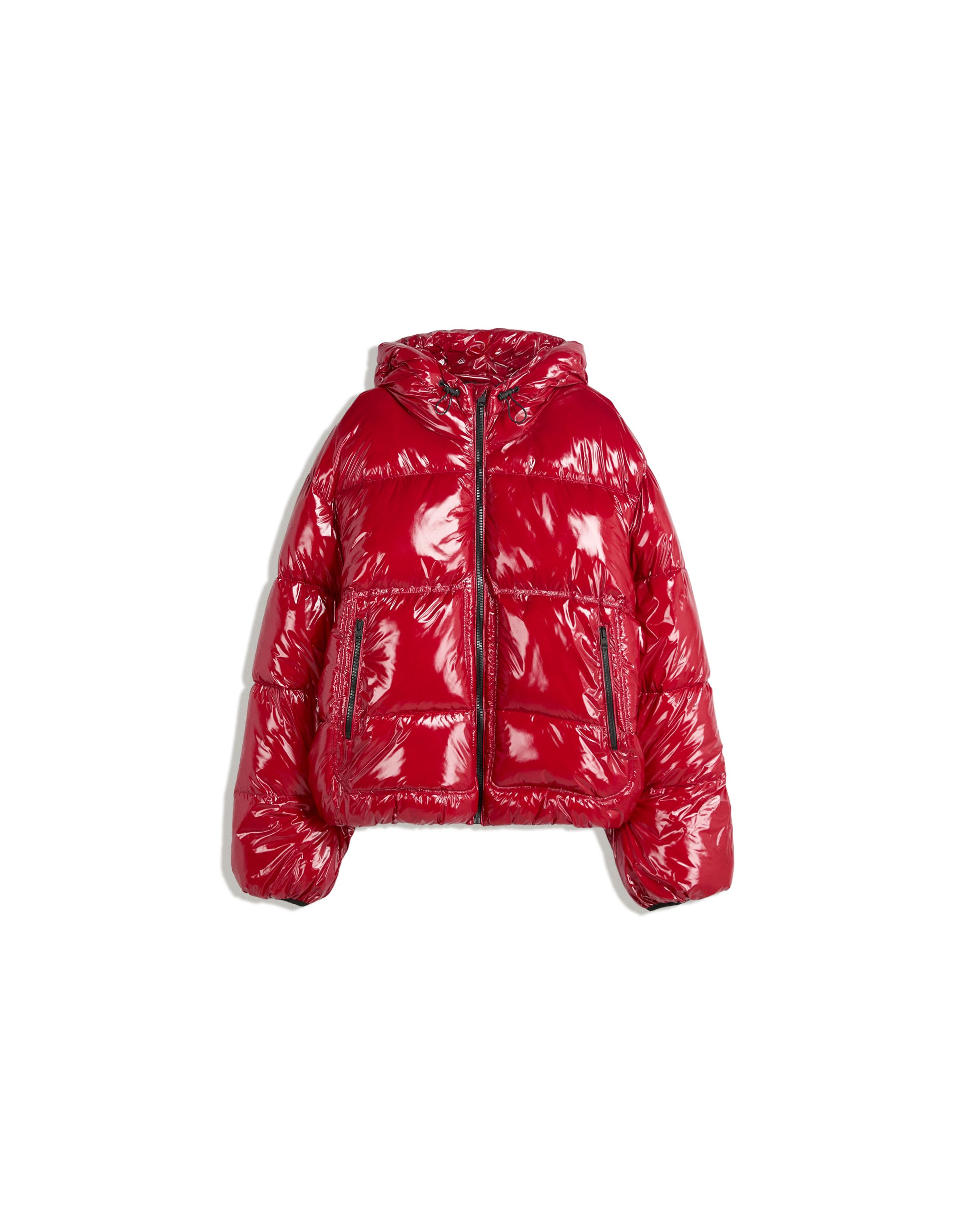 Hooded puffer jacket — Red