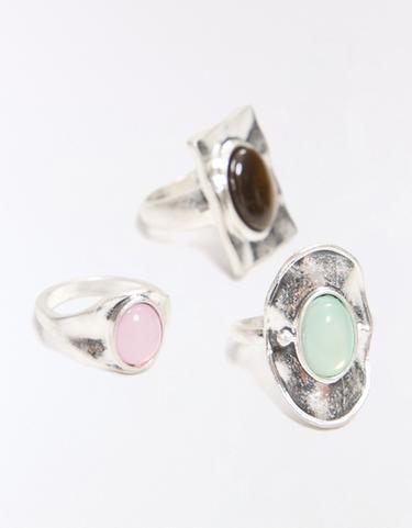 Pack of 3 stone rings — Silver 2