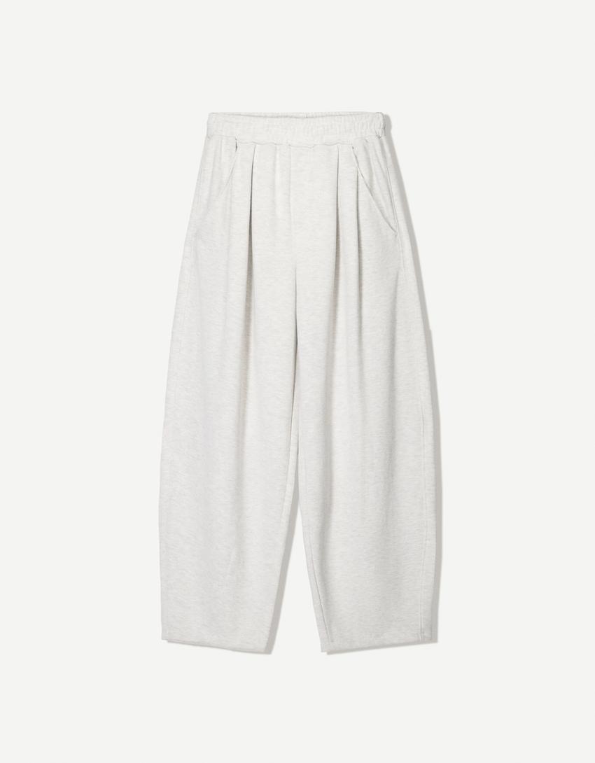 Maxi plush voluminous trousers-Grey-1