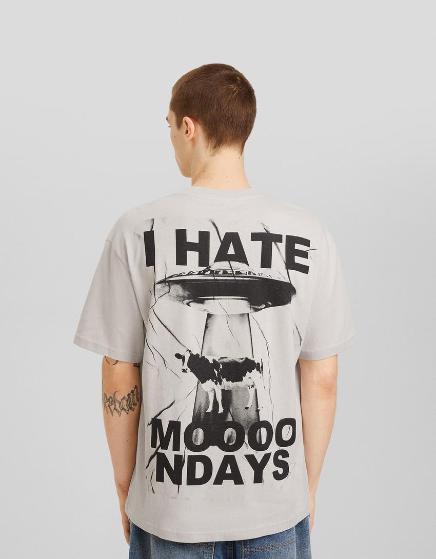 T-shirt manga curta boxy fit estampado-Pedra-1