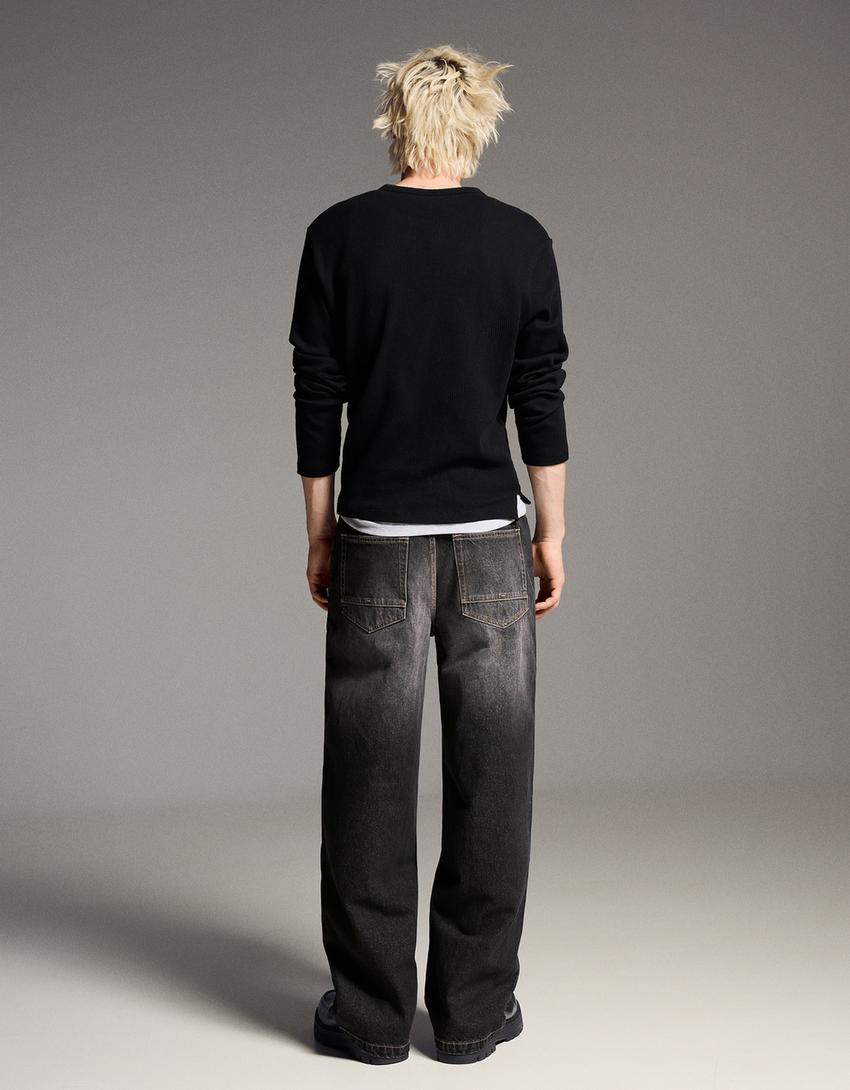 Jeans super baggy fit-Nero