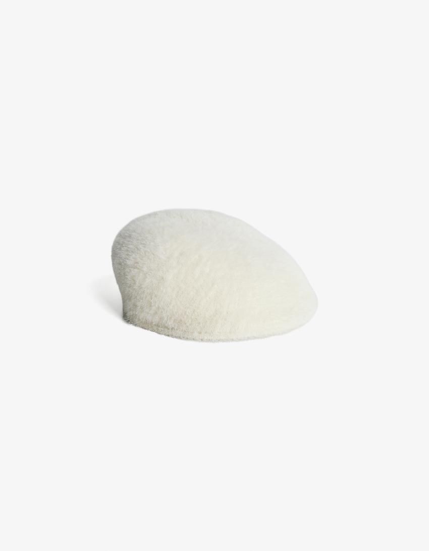 Béret fausse fourrure-Écru