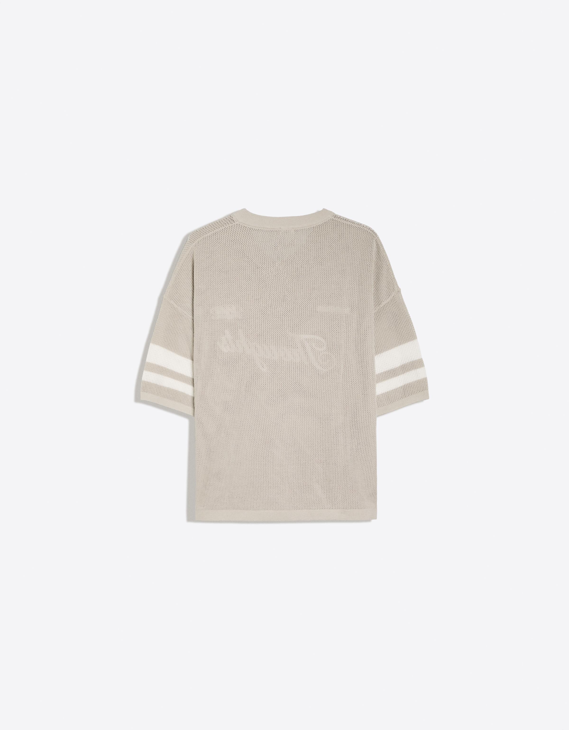 Embroidered mesh V-neck T-shirt — Grey (alternate view)