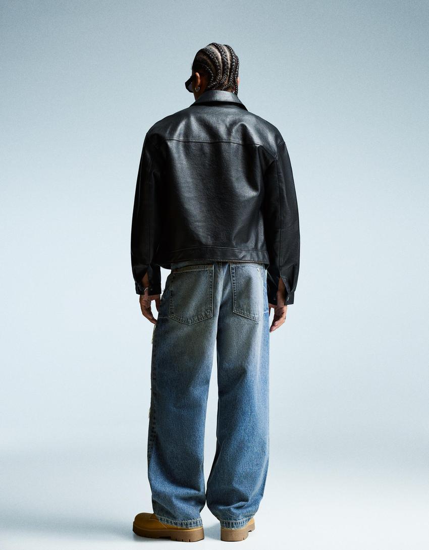 Blugi super baggy rupți-Albastru-1