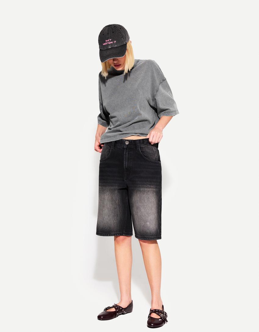 T-shirt manches courtes boxy heavy cotton-Gris