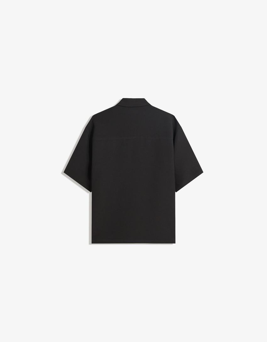 Short-sleeve tailored shirt-Black