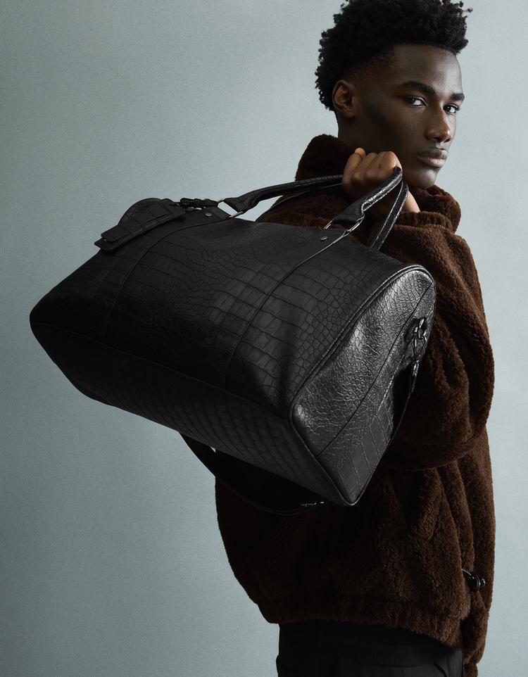 Textured travel bag — Black