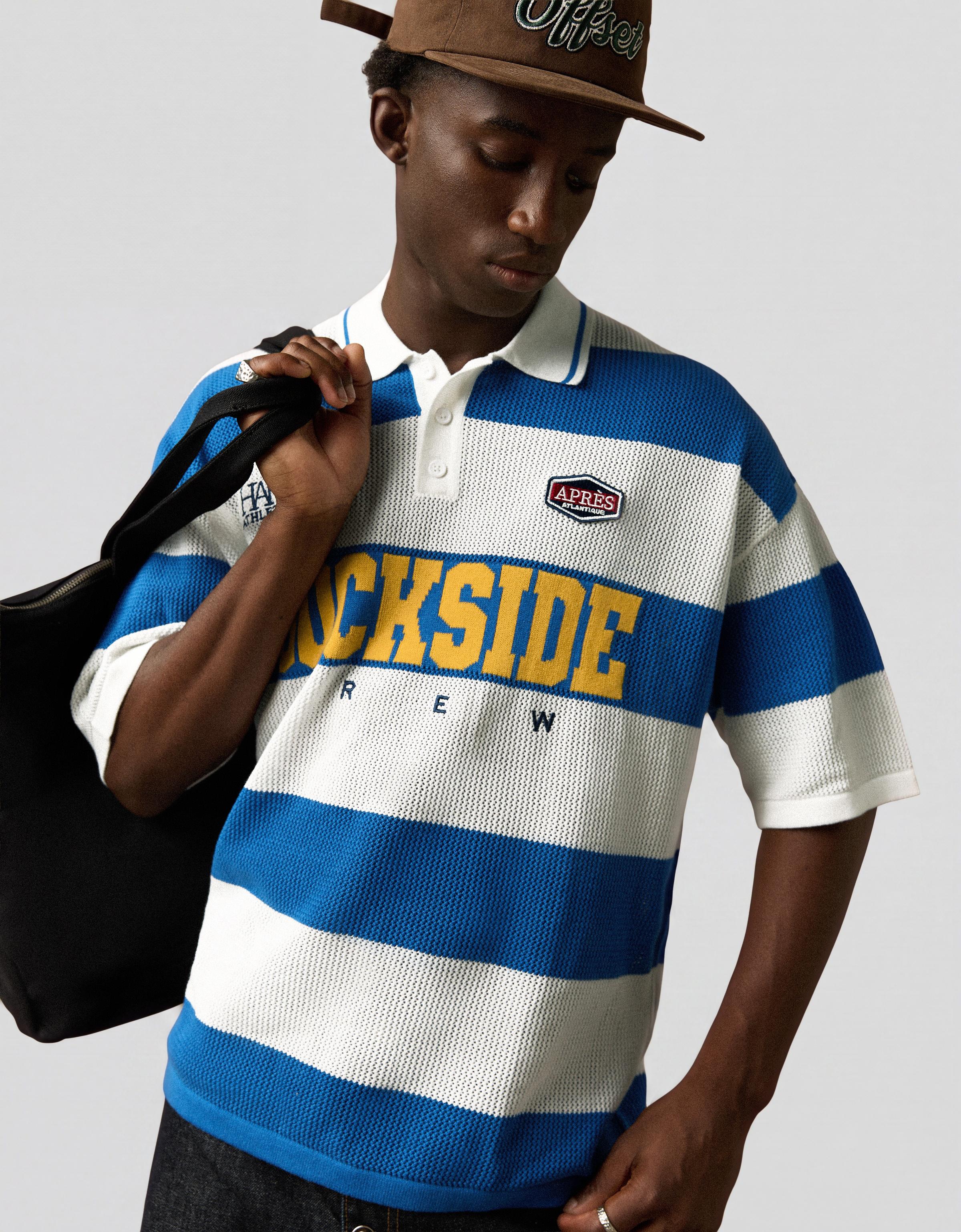 Mesh patch polo shirt — Blue
