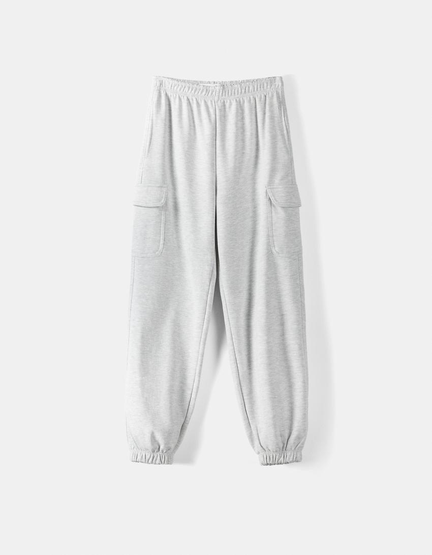 بنطلون رياضي بلش كارغو-رمادي-4