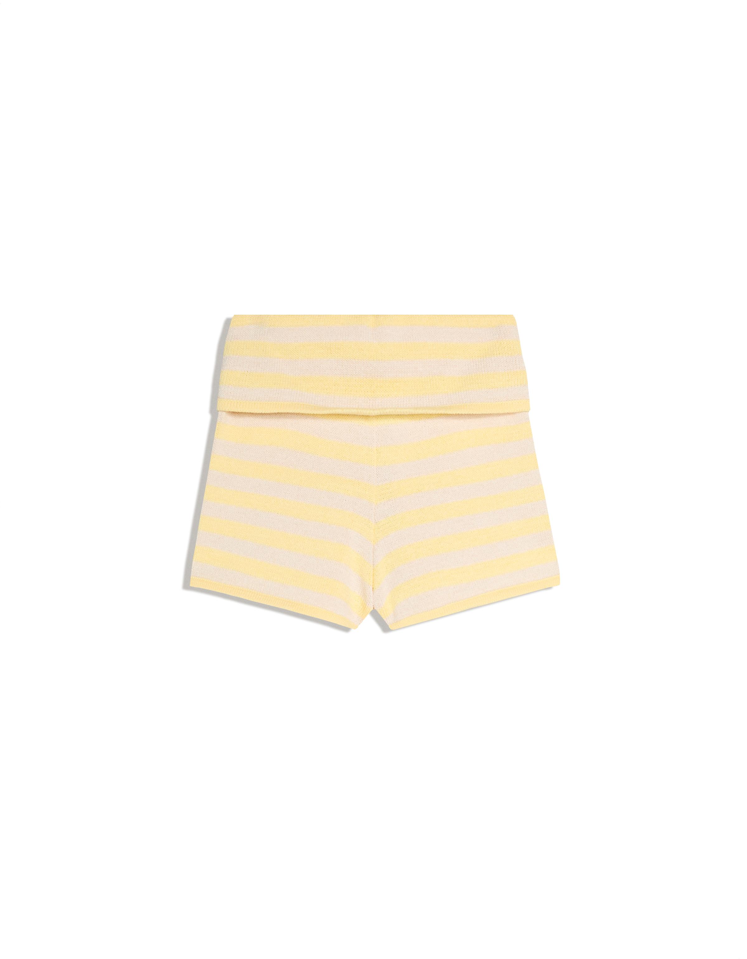 Knitted shorts with turn-up waist — Yellow