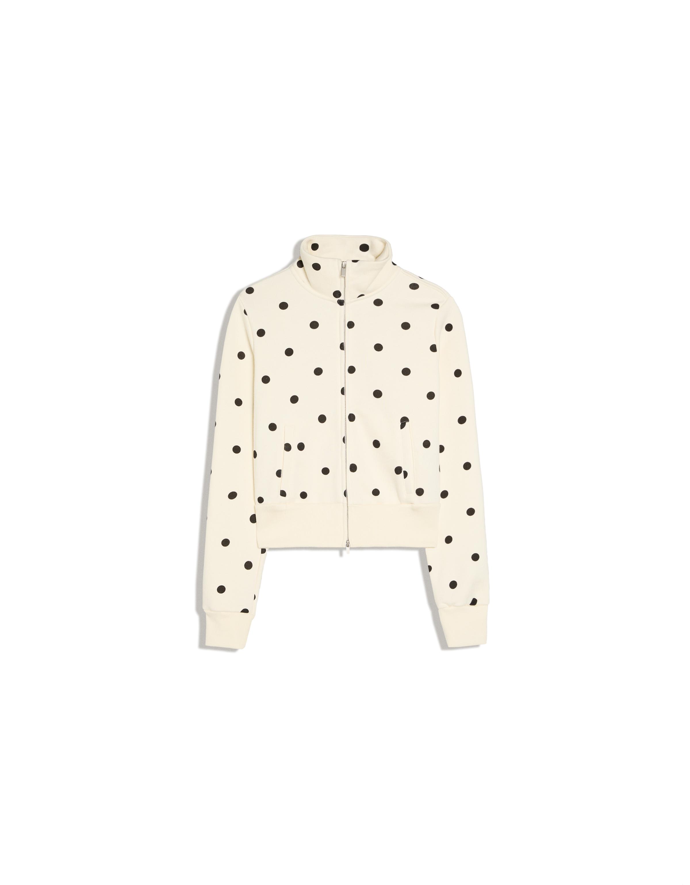 Polka dot zip-up sweatshirt — Cream