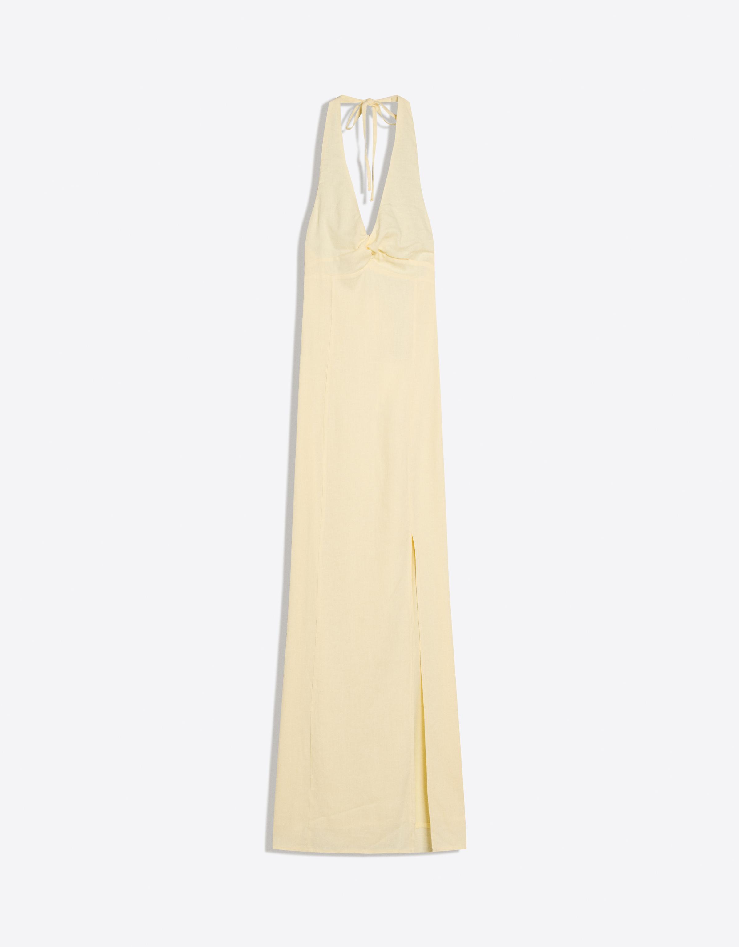 Bershka Ketenli halter midi elbise görsel 4
