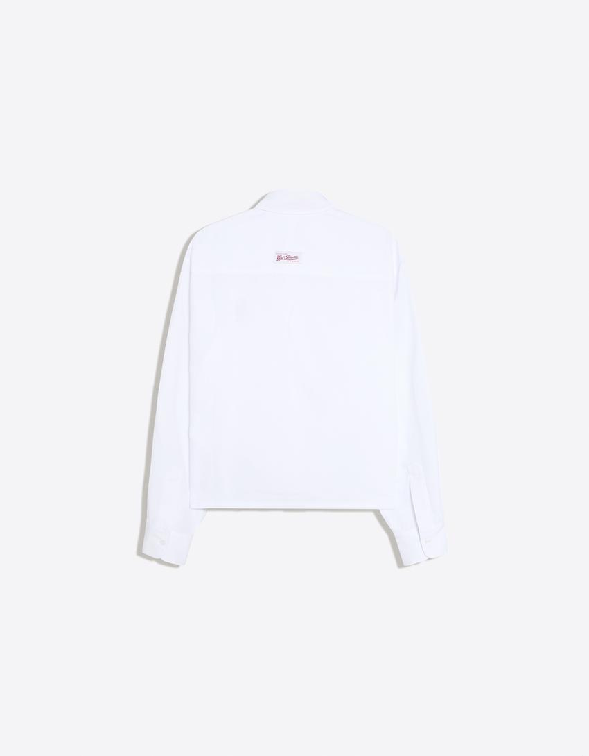 Langarmhemd mit Print-Weiss