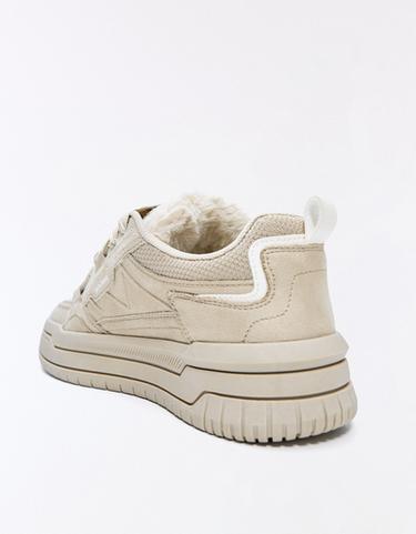 FAUX FUR SKATE TRAINERS — SAND 4
