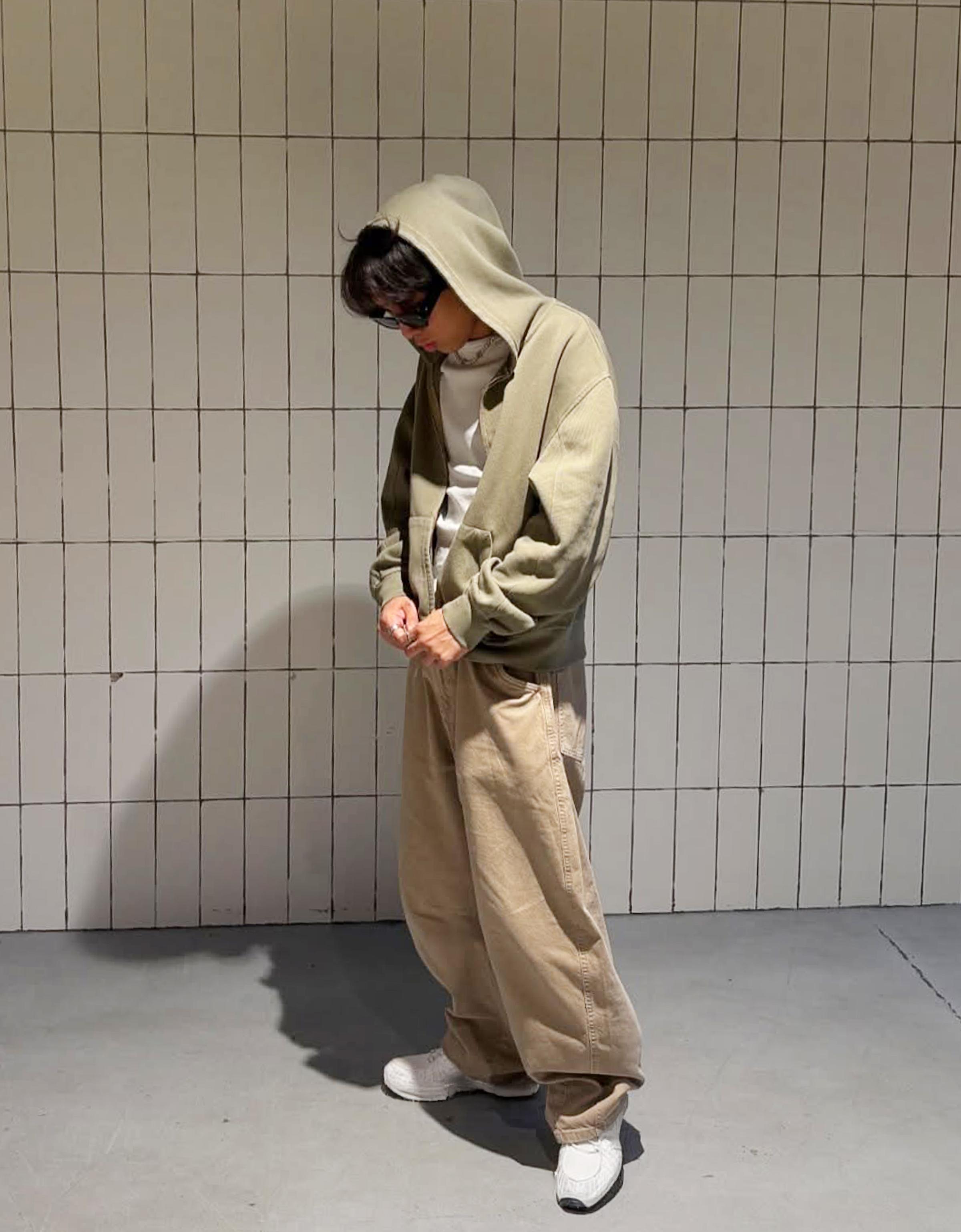 Faded-effect piqué sweatshirt with zip - #bershkastyle - Men