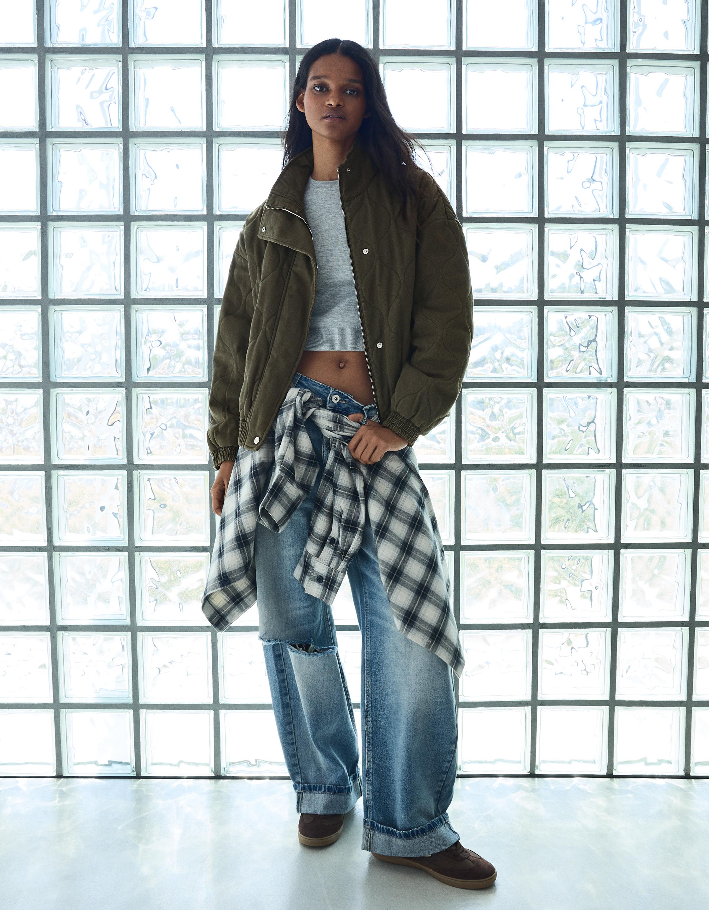 Washed effect jacket — Khaki