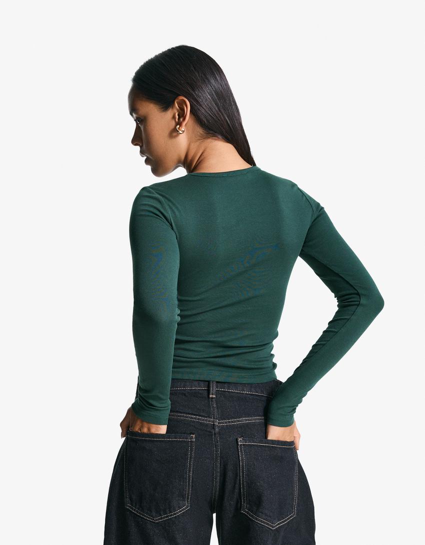 Långärmad topp-Grön