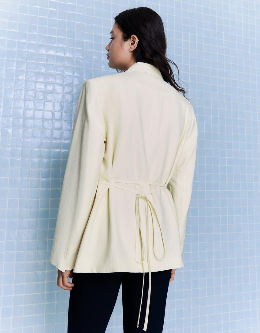 Flowing blazer with drawstring-Yellow